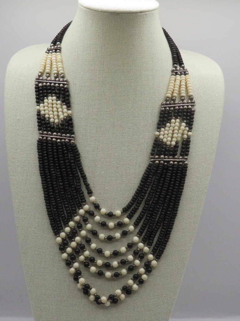 Vintage Tribal Dyed Bone Beaded Necklace